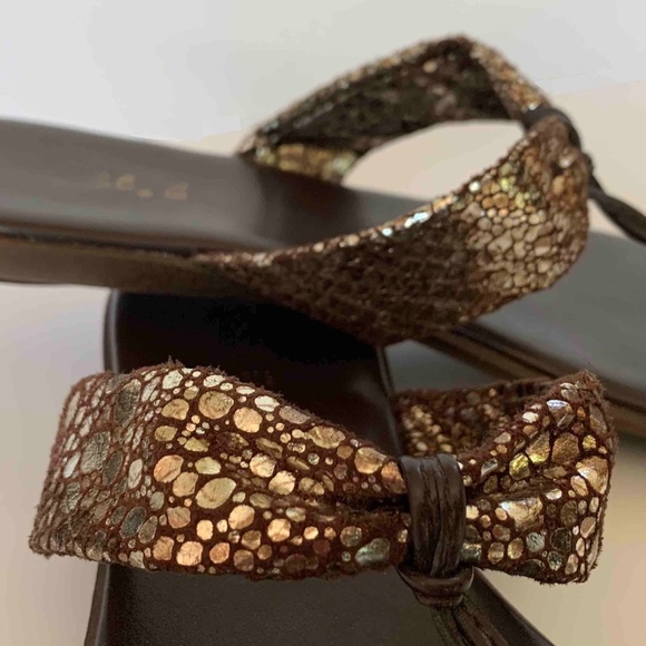 _ Nordstrom Made in Italy brown and metallic bronze leather sandals -EU 37•US 6½ - Picture 5 of 5